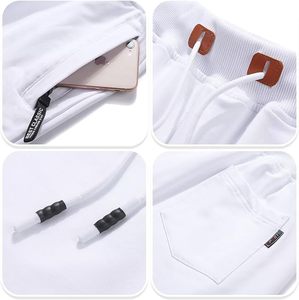 กางเกงขาสั้นผู้ชายแบบลำลองมีเชือกผูกกระเป๋าซิปเอวยางยืด - Product Image 3