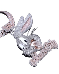 จี้ห้อยคอรูปกระต่ายน่ารักแบบเต็มเม็ดเพชร พร้อมรายละเอียดคมชัดและเพชรโมอิสซาไนต์ VVS  จี้รูปสัตว์แบบสั่งทำพิเศษ - Product Image 3