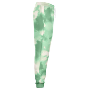 Pantalon de jogging pour femme, vert, imprimé tie-dye, respirant, à taille élastique, confortable, décontracté, style loungewear pour maman, longueur intégrale, en maille - Product Image 3