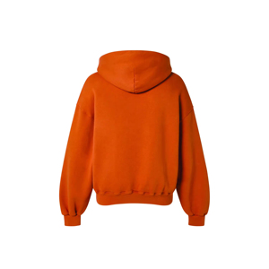 Sudadera con Capucha y Cremallera para Hombre, Talla Grande, Color Naranja Sólido, 100% Algodón Felpa, Diseño Casual con Bolsillos, Ecológica - Product Image 6