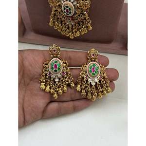 Indian Ethnic Gold Plated Brass Bridal Jewelry <b>Set</b>-Suhani Chorski Heritage Regular Length Necklace and Earrings for Wedding - Product Image 3