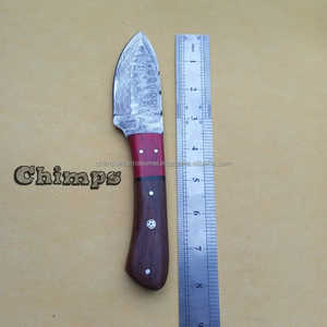 Cuchillo de Hoja Fija de Acero de Damasco de Grado Industrial de Alta Calidad con Mango de Madera y Funda de Cuero para Caza y Supervivencia OEM - Product Image 4