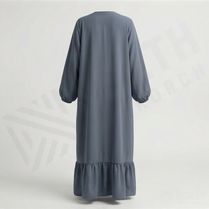 Collection de l'Aïd Ramadan en gros du fabricant : Robe Abaya à silhouette droite, motif uni, tenue islamique pour célébrations - Product Image 2