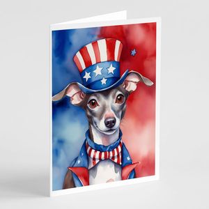 Galgo italiano patriótico caprichoso A7 tamaño 5x7 tarjetas de notas en blanco paquete 8 tarjetas de felicitación americanas con sobres - Product Image 1