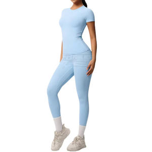 Ensemble de yoga 2 pièces respirant à manches longues de haute qualité, haut et bas taille haute, pour entraînement en extérieur, Pilates et sportswear - Product Image 6