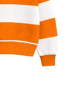 Sweat-shirt à col zippé rayé orange et blanc pour homme, col rabattu, pull en polaire décontracté pour l'hiver, fabricant OEM personnalisé - Product Image 6