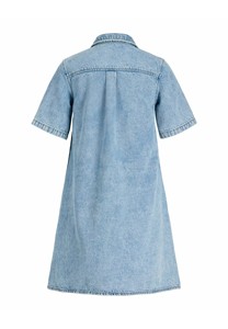 Robe décontractée en jean CONX pour le printemps, col en V, sans manches, séchage rapide, coupe trapèze mi-mollet, boutonnée, unie, 100 % coton, délavée à l'acide, vente en gros - Product Image 6