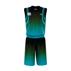 Conjunto de Camiseta de Baloncesto Personalizada Unisex Edición Equipo, Degradado Negro y Verde, Sin Mangas, Cuello en V, Absorbe la Humedad, Impresión Sublimada - Product Image 5