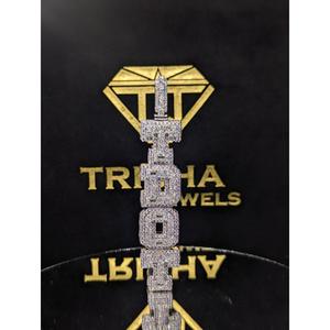 Pendentif vertical de luxe « TDOT » avec diamant de laboratoire VVS, en argent sterling 925, style hip-hop glacé, par Trisha Jewels - Product Image 1