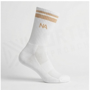Chaussettes North Approach Crew, rayures blanches et dorées, coton respirant, chaussettes décontractées pour adultes, printemps - Product Image 3
