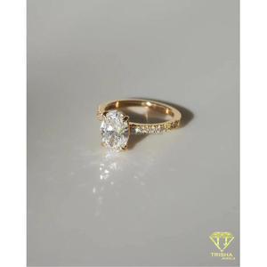 Wholesale Luxury <b>Moissanite</b> Diamond 925 Sterling Silver <b>Oval</b> Solitaire <b>Engagement</b> <b>Ring</b> For Retailers - Product Image 3