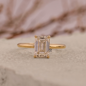 Bague de fiançailles solitaire émeraude Adaya en or 14K 18K PLT950, émeraude de laboratoire couleur VS DEF 1ct 2ct 3ct 4ct 5ct, diamant émeraude certifié IGI - Product Image 1
