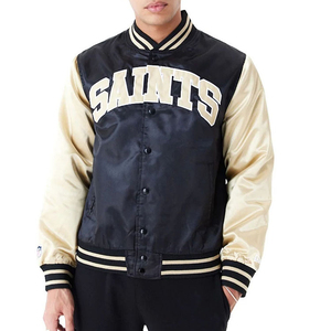 Blouson Bomber en Satin Soyeux 100% Polyester pour Homme, Hiver, Style Letterman Varsity, Conception OEM Personnalisée - Product Image 1