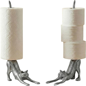 Porte-serviettes en papier ou porte-papier toilette décoratif Yoga Cat - Support en fonte pour serviettes en papier en forme de chat - Product Image 2
