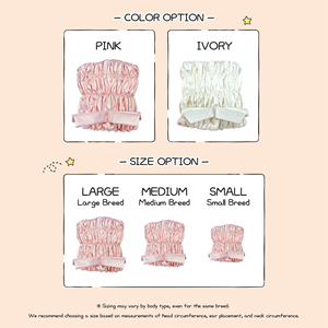 Collier pour chien HEDYS GROOMING en coton biologique réglable avec nœud rose et bords festonnés, résistant à l'eau, réduction du bruit, protection des oreilles - Product Image 5
