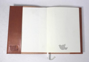 Genuine Brown Leather Handmade Recycled Cotton Paper <b>Journal</b> Front Embossed Design With Printed Logo Goat For <b>Writing</b> - Product Image 3