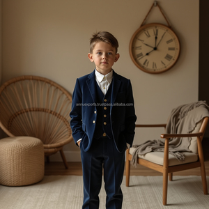Costume de smoking bordeaux 3 pièces pour garçons |   Blazer, gilet et pantalon formels |   Costume de mariage pour enfants |   Tenue de fête pour porte-anneau - Product Image 5