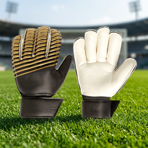 Custom Design Soccer Black Goalkeeper Gloves 4mm Flat Palm Cut with Latex Emboss Goalkeeper Gloves - Product Image 3
