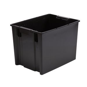Set di 2 Grandi Contenitori di Plastica Neri Impilabili per Garage - Product Image 1
