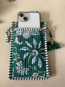 Stylish Floral printed Quilted Cotton <b>Mobile</b> Pouch Soft & Lightweight Portable <b>Phone</b> Covers With Zipper Closure for Women - Product Image 2