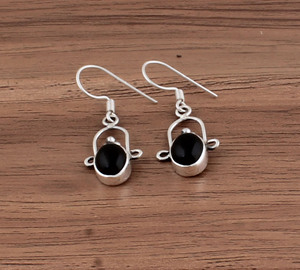 925 Silver High Quality Natural Black <b>Onyx</b> Drop <b>Earrings</b> Vintage Antique Finish Handmade Luxury Jewelry for Anniversary Party - Product Image 4