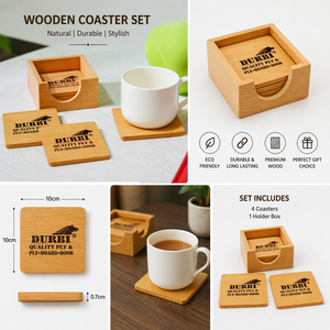 Ensemble de sous-verres en bois, produits de bureau promotionnels personnalisés avec impression pour Thanksgiving et la fête des mères - Product Image 2