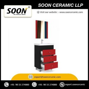 ตู้ห้องน้ำ SOON Modern Antiqa พร้อมกระจก อ่างเซรามิก ทาสีขาว PVC แบบตั้งพื้น ขนาด 58 x 44 x 76 ซม. - Product Image 2