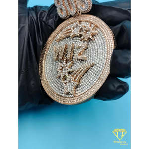 Colgante Redondo de Diamantes con Argolla para Número, Joyería Hip Hop de Lujo, Collar con Número Personalizado, Colgante Circular de Diamantes - Product Image 4