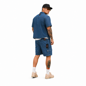 Top Quality Men's Denim Short <b>Set</b> Durable Fabric Stylish Shirt Matching Shorts Comfortable Fit Summer Wear Men Denim Short <b>Set</b> - Product Image 5