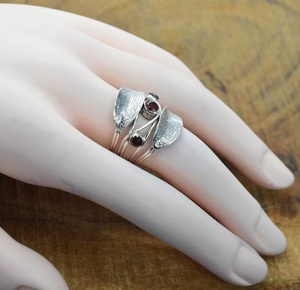 925 Sterling <b>Silver</b> Natural Red <b>Garnet</b> Bohemia Christian Style Handmade Women's GIA Certified Bezel Setting January <b>Ring</b> - Product Image 3