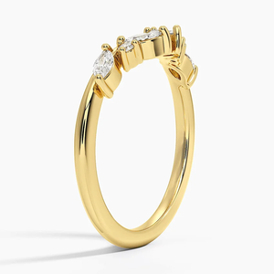 Anillo de Compromiso de Plata 925 Chapado en Oro con Moissanita Corte Marquesa y Microincrustaciones, Lujosa Alianza Nupcial para Mujer - Product Image 5