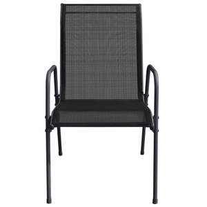 Ensemble de 6 chaises de jardin en acier noir et anthracite avec Textilène, grand mobilier d'extérieur durable - Product Image 4