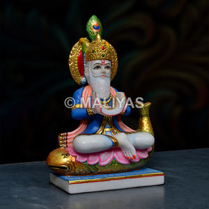 Sculpture en marbre de Jhulelal |   Idole artisanale de Jhulelal de la région de Sindhi – MALIYAS - Product Image 4