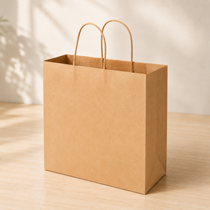 Bolsa de Compras de Papel Kraft Rectangular con Asas Retorcidas, Reciclable, Estilo Clásico, para Negocios - Product Image 1