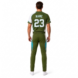 Ensemble Maillot et Pantalon de Baseball Personnalisé pour Homme – Tenue de Sport Sublimée Entièrement Boutonnée, Performance Optimale, Nom d'Équipe, Vert Teal 23, Athlétique - Product Image 2