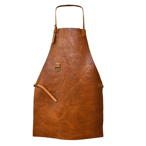 Tablier en cuir marron avec bretelles réglables et poches, sans manches, pour cuisine, chef, barista, restaurant - Product Image 5