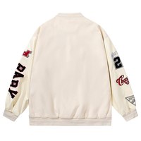 Veste universitaire brodée pour homme, streetwear, col montant, logo frontal, design patchwork, coupe classique, polyester et coton, séchage rapide, hiver