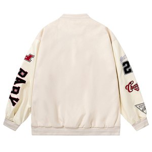 Veste universitaire brodée pour homme, streetwear, col rabattu, design patchwork, coupe classique, polyester et coton, automne - Product Image 5