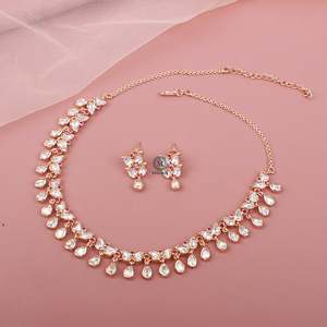 Nisha Polki Gold-Plated Diamond Bridal Wedding Necklace & Earring Set - Product Image 1