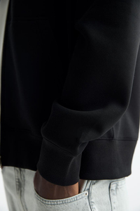 Sweat à capuche zippé oversize noir pour homme, 100 % coton molletonné, décontracté, avec logo frontal, idéal pour l'automne, fabriqué aux États-Unis - Product Image 5