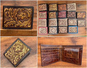 Offre Spéciale Vintage classique en cuir véritable véritable Floral usiné à la main Western hommes portefeuille avec sculpté à la main dernière conception de luxe - Product Image 3