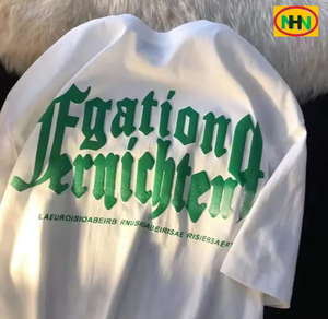 เสื้อยืดโออีเอ็มคอตตอนเนื้อหนาทรงโอเวอร์ไซส์สำหรับผู้ชาย ระบายอากาศได้ดี พิมพ์ลายโฟมพัฟ 3 มิติ แบบกำหนดเอง ดีไซน์เรียบ - Product Image 6