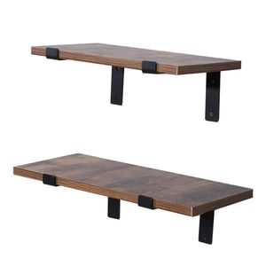 Set di 4 Mensole Galleggianti in Metallo Rustico Industriale da 18,4 cm, Robuste e Fai-da-Te, con Supporto a Bordo per Montaggio a Parete - Product Image 1