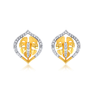 Pendientes de Oro Amarillo de 14K con Hoja de Monstera, Diamante Redondo Cultivado en Laboratorio, Joyería Fina Inspirada en la Naturaleza Tropical para Mujer, Venta al Por Mayor - Product Image 1