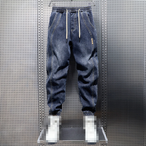 Pantalon en jean streetwear droit pour homme, multi-poches, décontracté, toutes saisons, 100% coton, coupe confortable, pantalon jogger en jean personnalisé - Product Image 3