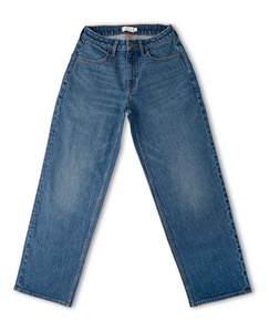 Vaqueros vintage de lavado medio, corte regular, con botones, de algodón sólido, pantalones de mezclilla de pierna recta, pantalones casuales de tela vaquera. - Product Image 1