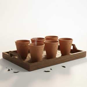 Premium Handcrafted Kulhad <b>Clay</b> Cups Natural Earthenware Rustic Aromatic Reusable Experience Terracotta Tea Coffee Set Food - Product Image 1