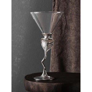 Vintage Cocktail <b>Glass</b> With Silver Snake Stem Hand Blown <b>Glass</b> Martini <b>Glass</b> For Party Occasion - Product Image 1