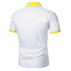Polo à manches courtes pour homme à pois, col contrastant, décontracté, pour le golf et le tennis, logo personnalisé - Product Image 3
