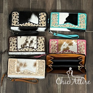 Super September Hand Tooled Genuine Leather <b>Wallet</b> Clutch Cowhide Western Floral Carved Wristlet <b>Purse</b> Handmade <b>Women</b>’s - Product Image 1